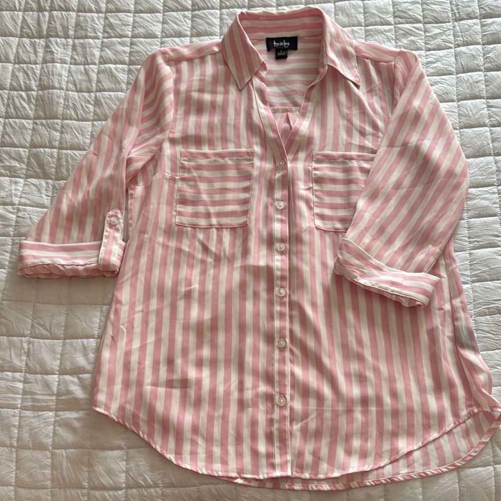 by & by Pink Striped Shirt